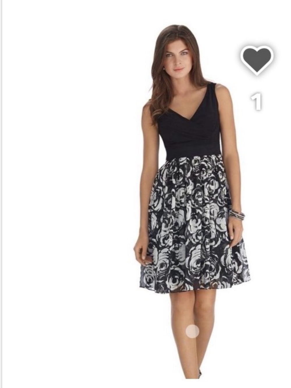 White House Black Market Black & White Floral Midi Dress
